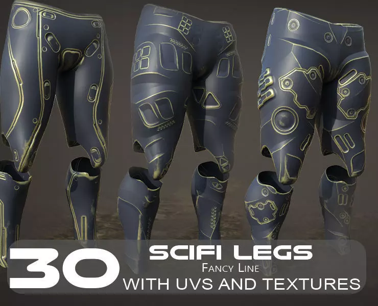 30 SCIFI LEGS with 4k Textures and UVS for ALL Softwares  Low-poly 3D model_0