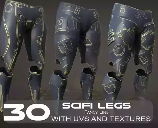 30 SCIFI LEGS with 4k Textures and UVS for ALL Softwares  Low-poly 3D model
