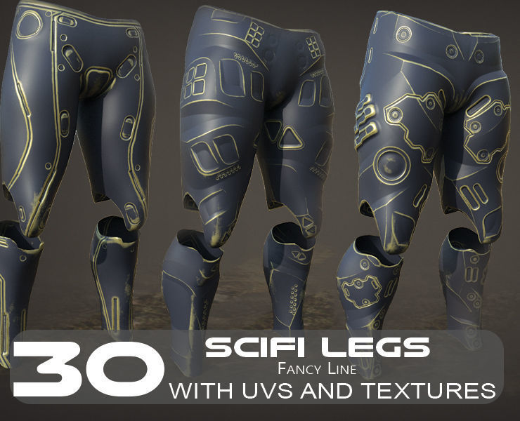 30 SCIFI LEGS with 4k Textures and UVS for ALL Softwares  Low-poly 3D model_23
