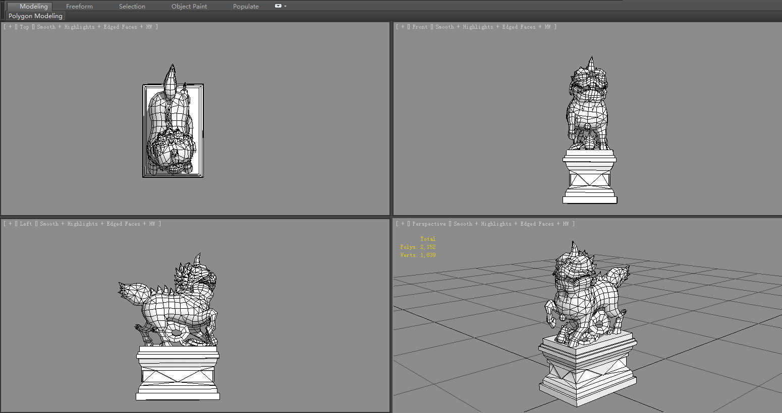 kylin Sculpture - chinese unicorn statue Low-poly 3D model_6