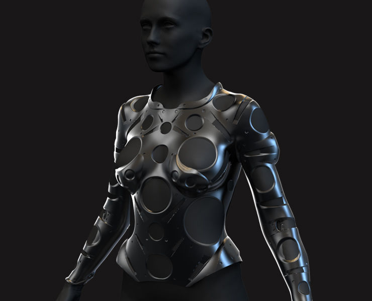 27 Female Scifi Suits KitBash with Uvs Plus ZTL LP HP Low-poly 3D model_11