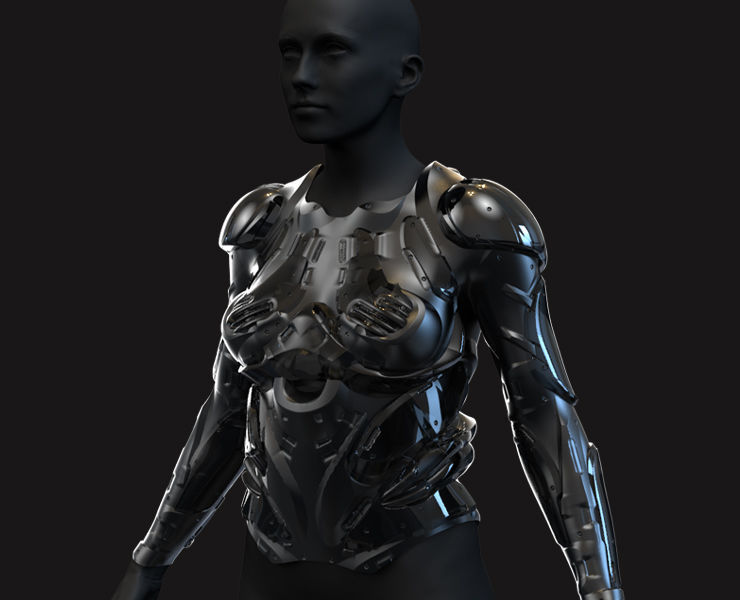 27 Female Scifi Suits KitBash with Uvs Plus ZTL LP HP Low-poly 3D model_14