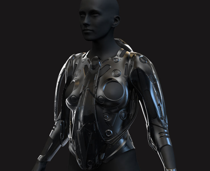 27 Female Scifi Suits KitBash with Uvs Plus ZTL LP HP Low-poly 3D model_17