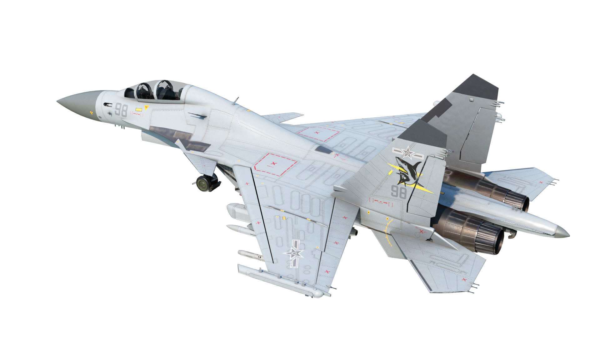 PLAN Shenyang J15D J-15D Shipborne fighter jets Low-poly 3D model_5