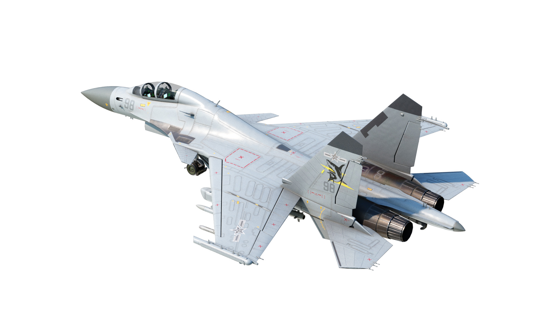 PLAN Shenyang J15D J-15D Shipborne fighter jets Low-poly 3D model_12