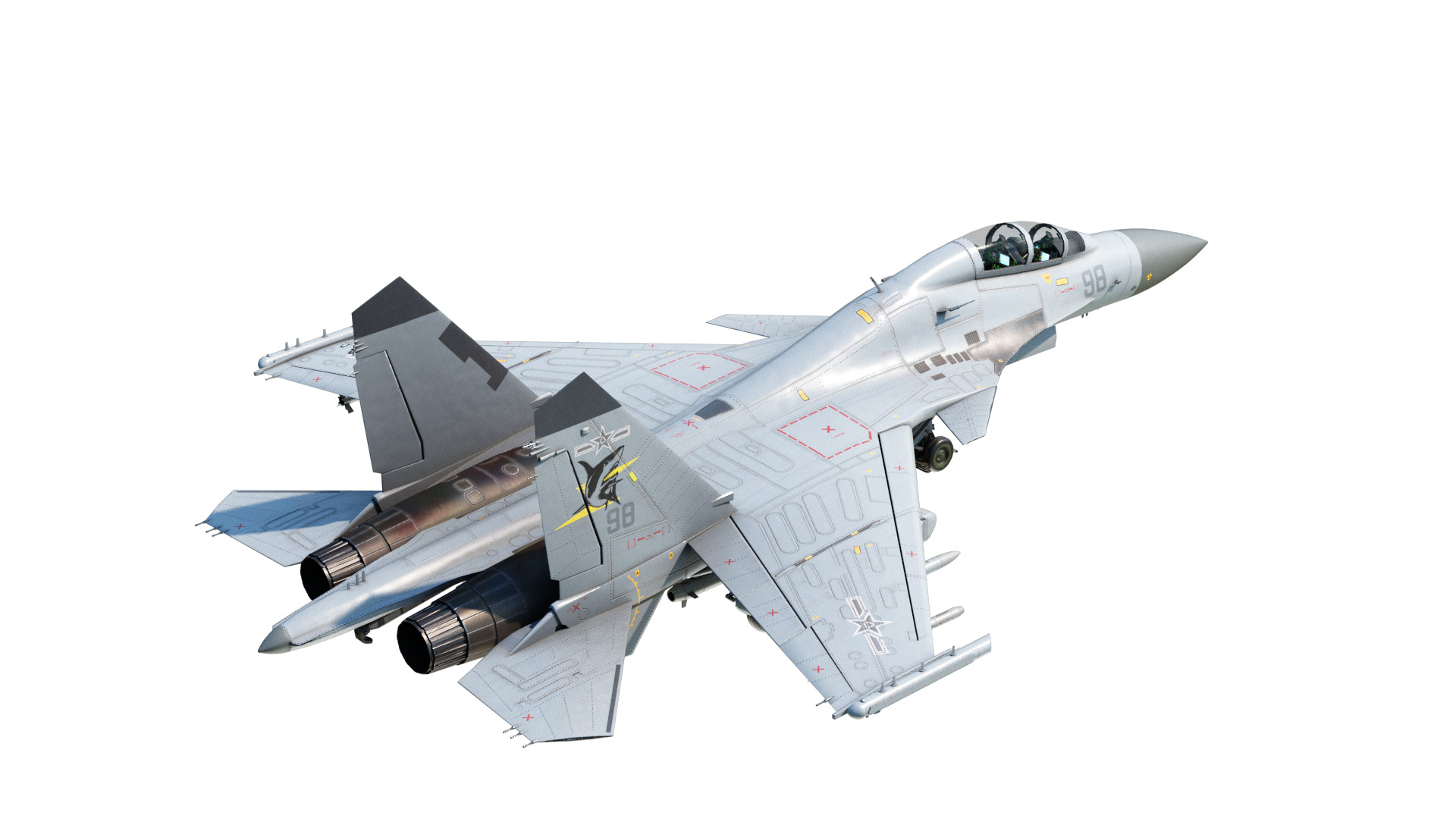 PLAN Shenyang J15D J-15D Shipborne fighter jets Low-poly 3D model_11