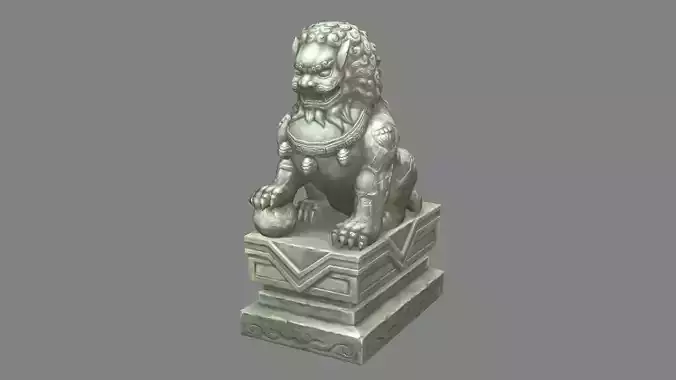 Stone lion sculpture - Asian lion sculpture