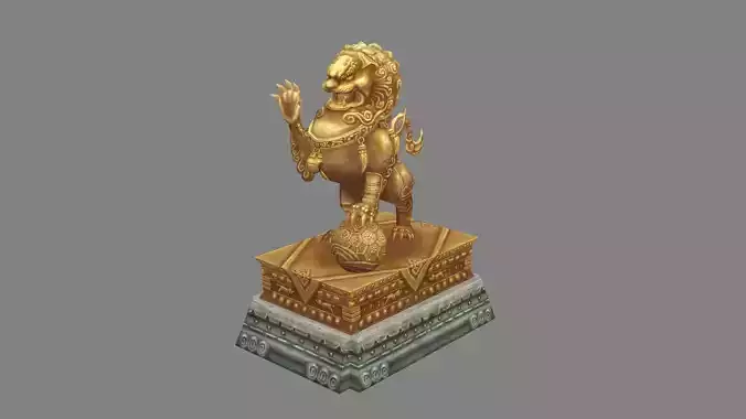 Golden lion sculpture - Asian lion sculpture