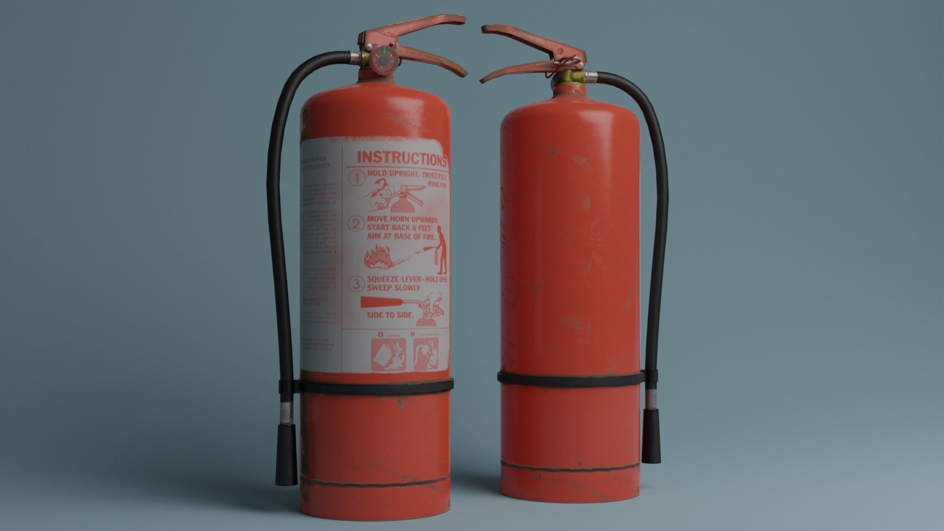 Damaged Fire Extinguisher Low-poly 3D model_3