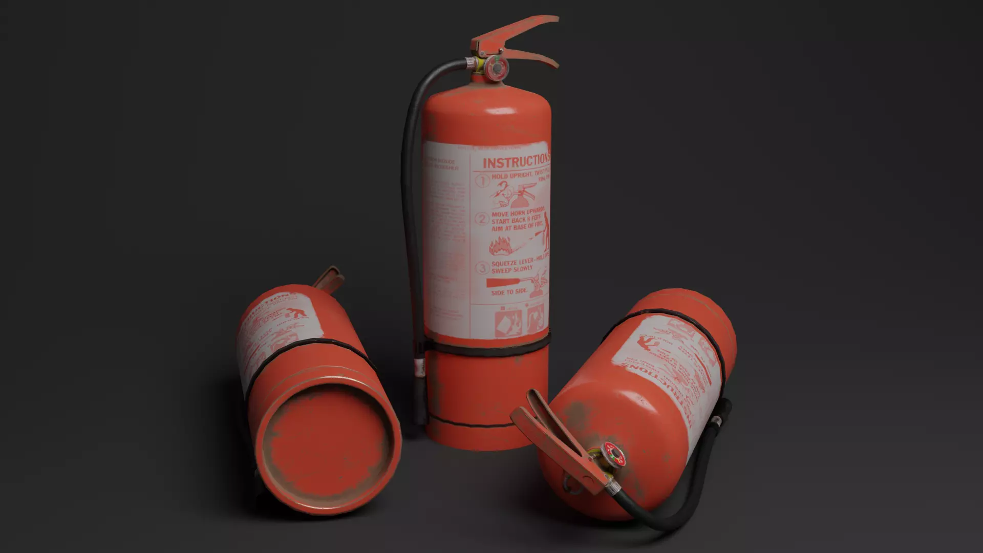 Damaged Fire Extinguisher Low-poly 3D model_0