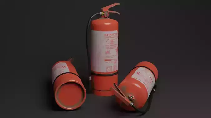 Damaged Fire Extinguisher Low-poly 3D model