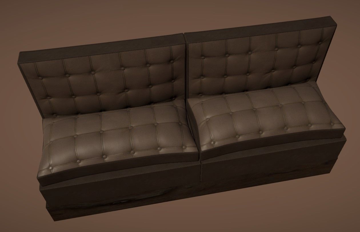Modular Leather Cafe Diner Booth Couch Seat - 4K PBR Low-poly 3D model_1