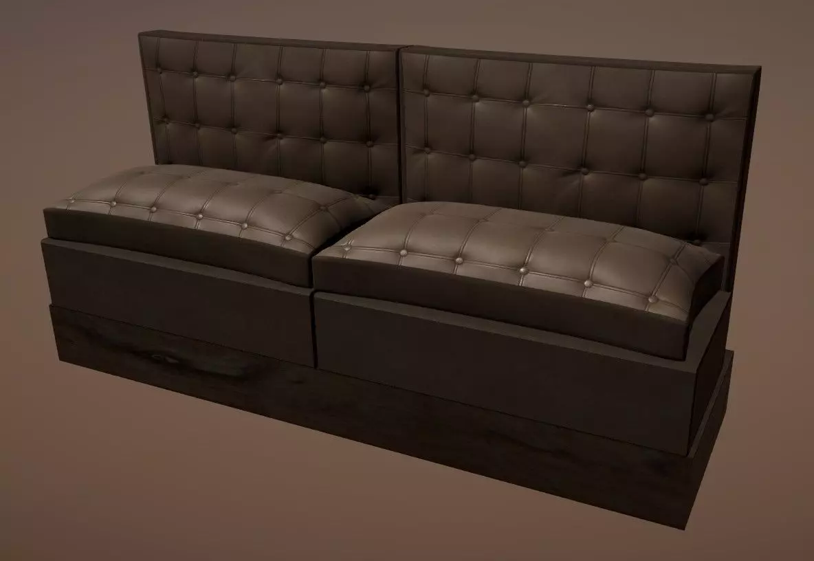 Modular Leather Cafe Diner Booth Couch Seat - 4K PBR Low-poly 3D model_0