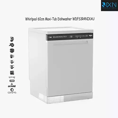 Whirlpool 60cm Maxi-Tub Dishwasher WDFS3R4NIXAU 3D model
