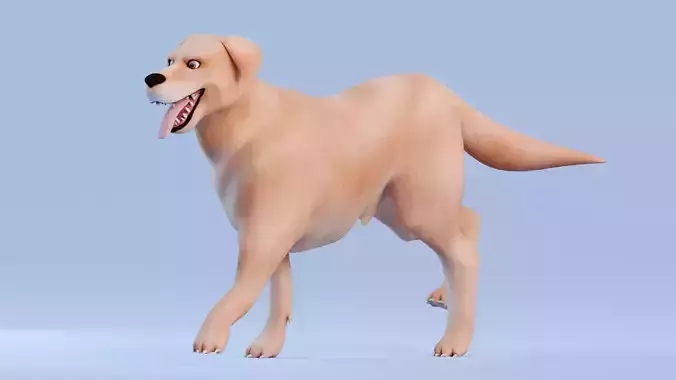 Low poly - Stylized dog - Golden Retriever Low-poly 3D model