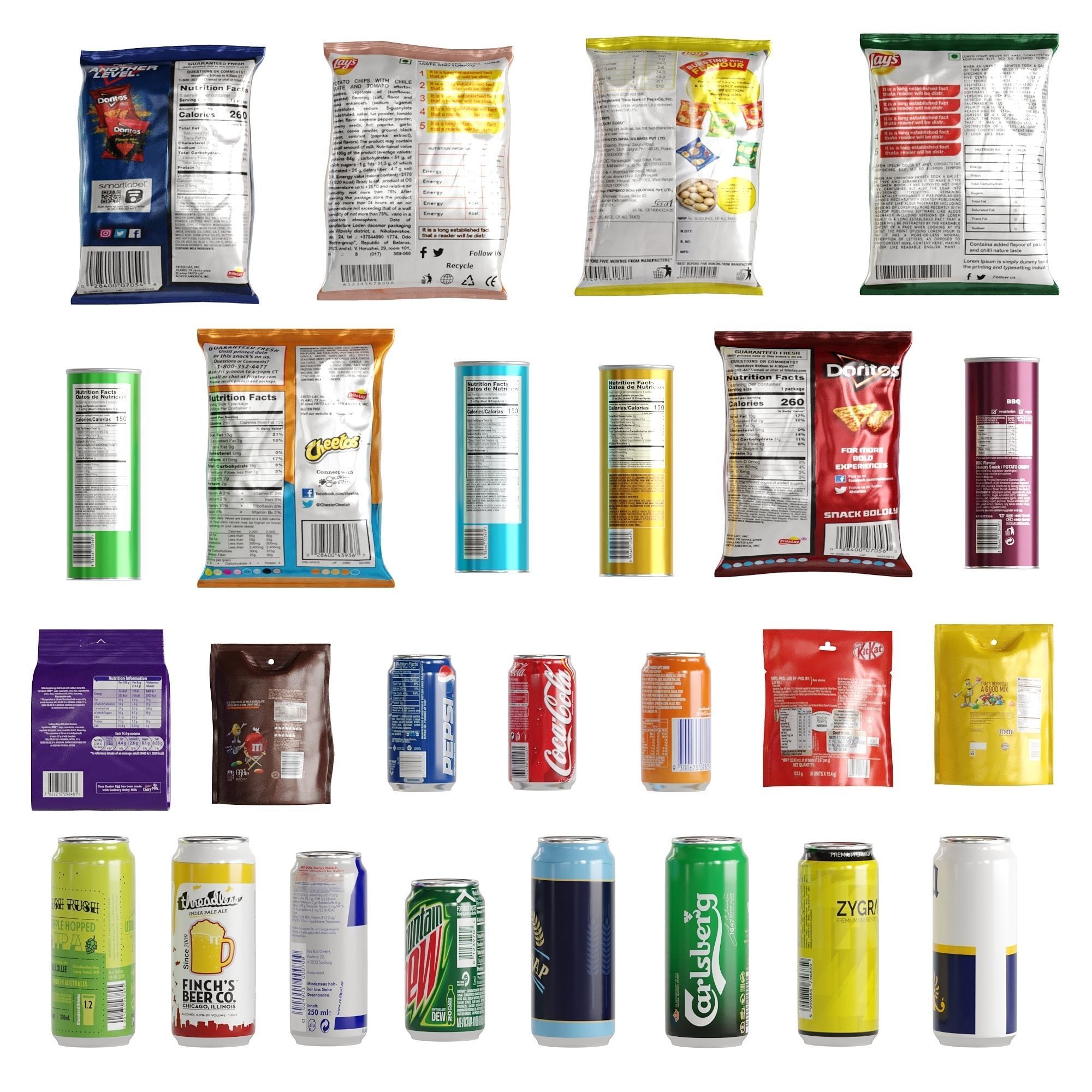 25 Snacks And Drinks Low-poly 3D model_2