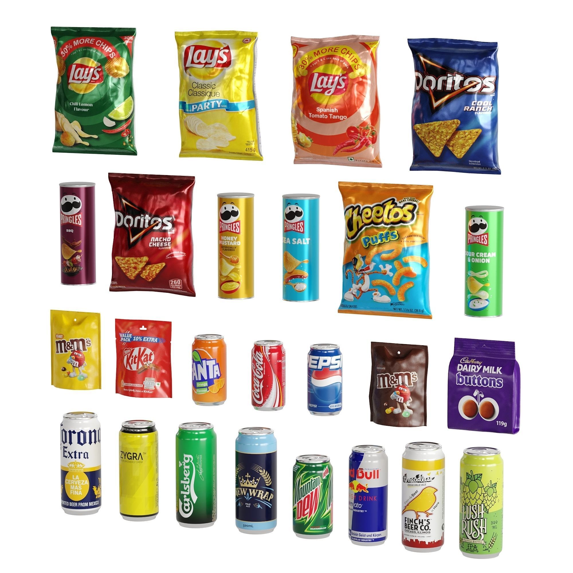 25 Snacks And Drinks Low-poly 3D model_3
