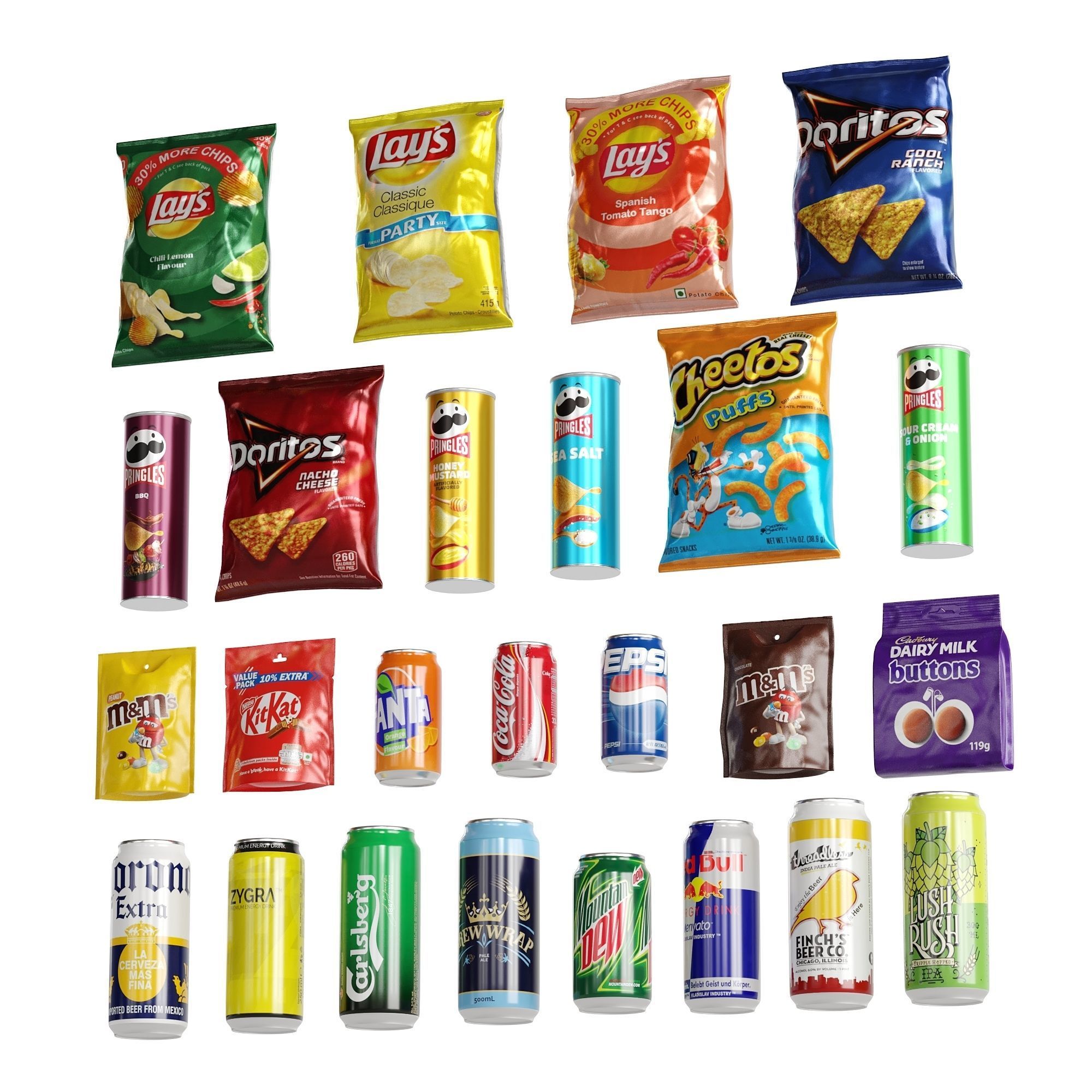 25 Snacks And Drinks Low-poly 3D model_4