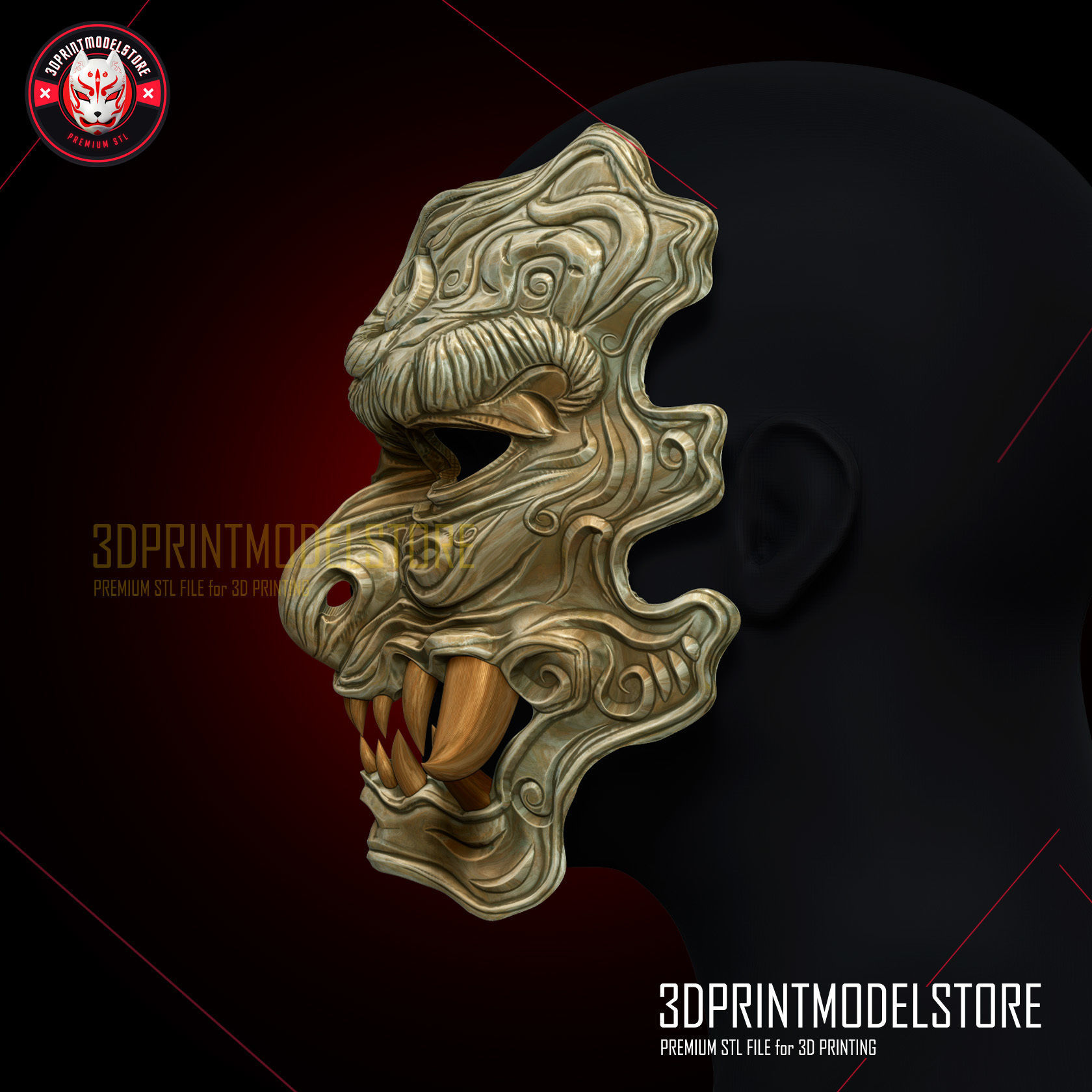 Black Myth Wukong Mask - Oni Hannya Cosplay Mask 3D print model_6
