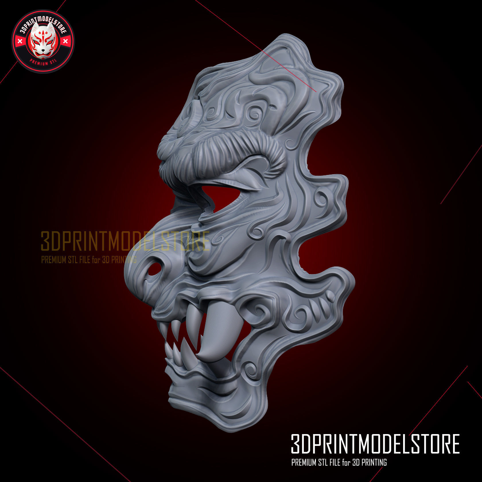 Black Myth Wukong Mask - Oni Hannya Cosplay Mask 3D print model_9