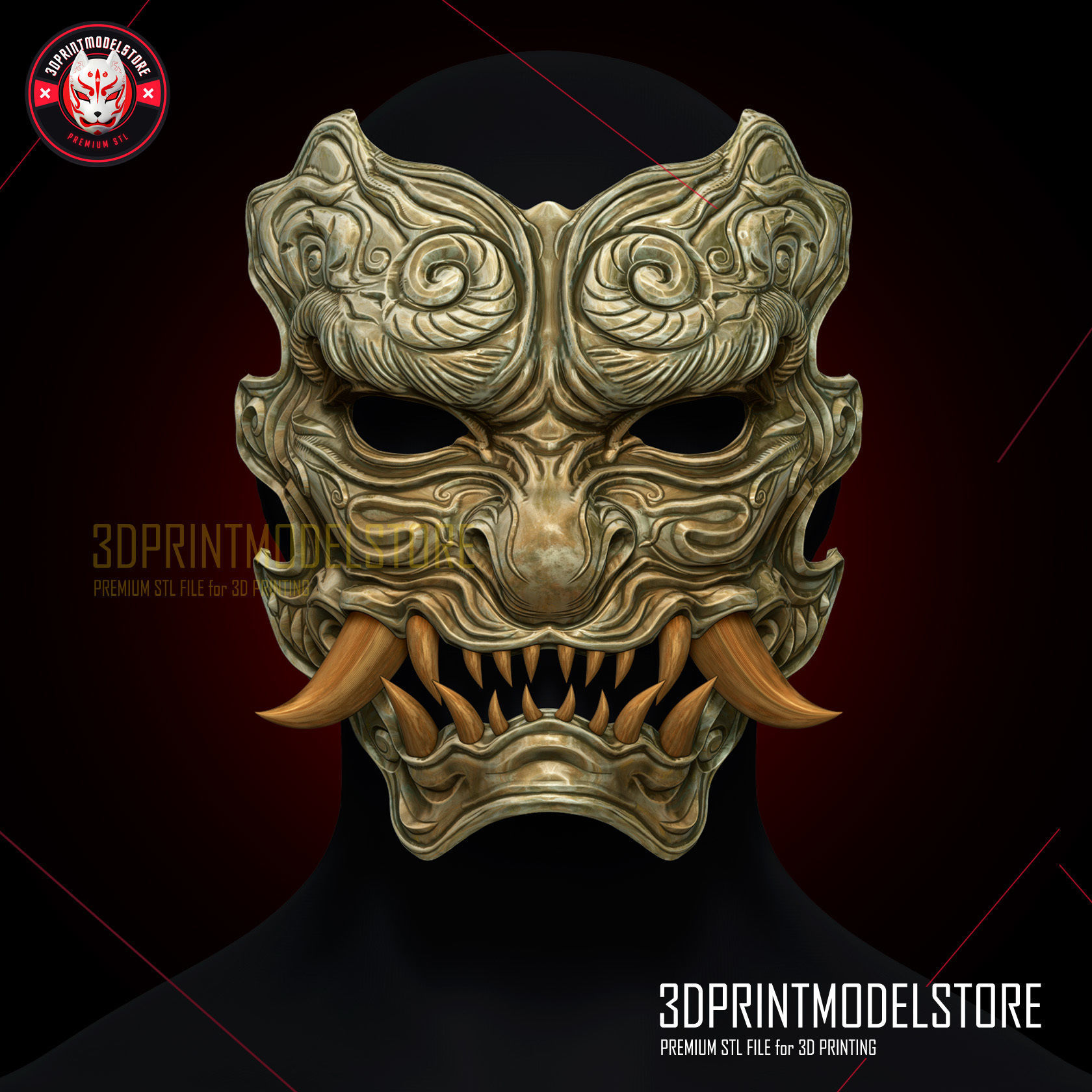 Black Myth Wukong Mask - Oni Hannya Cosplay Mask 3D print model_5