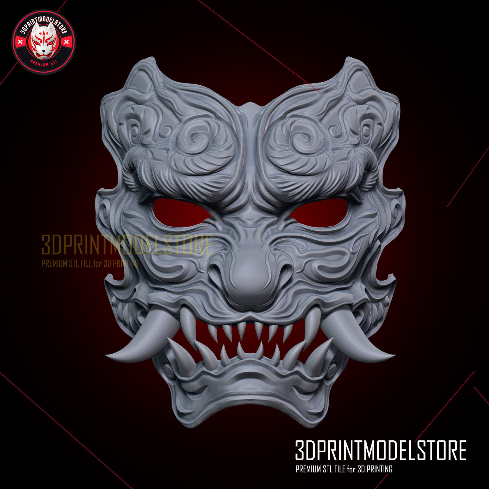 Black Myth Wukong Mask - Oni Hannya Cosplay Mask 3D print model_7