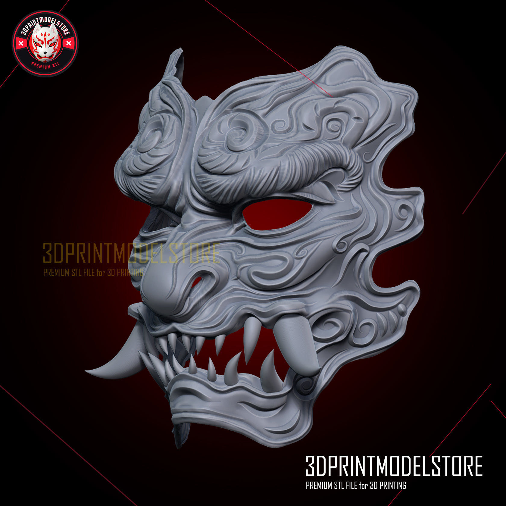 Black Myth Wukong Mask - Oni Hannya Cosplay Mask 3D print model_8