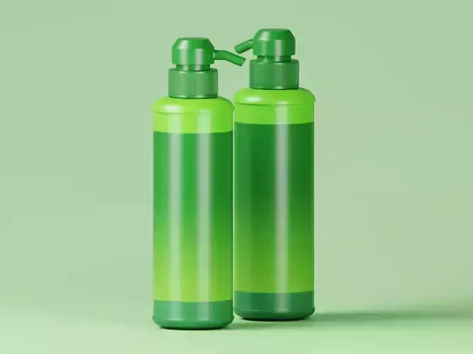 Cosmetic Green Pump Bottle 3D Model