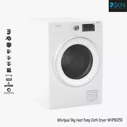 Whirlpool 9kg Heat Pump Cloth Dryer WHP80250 3D model