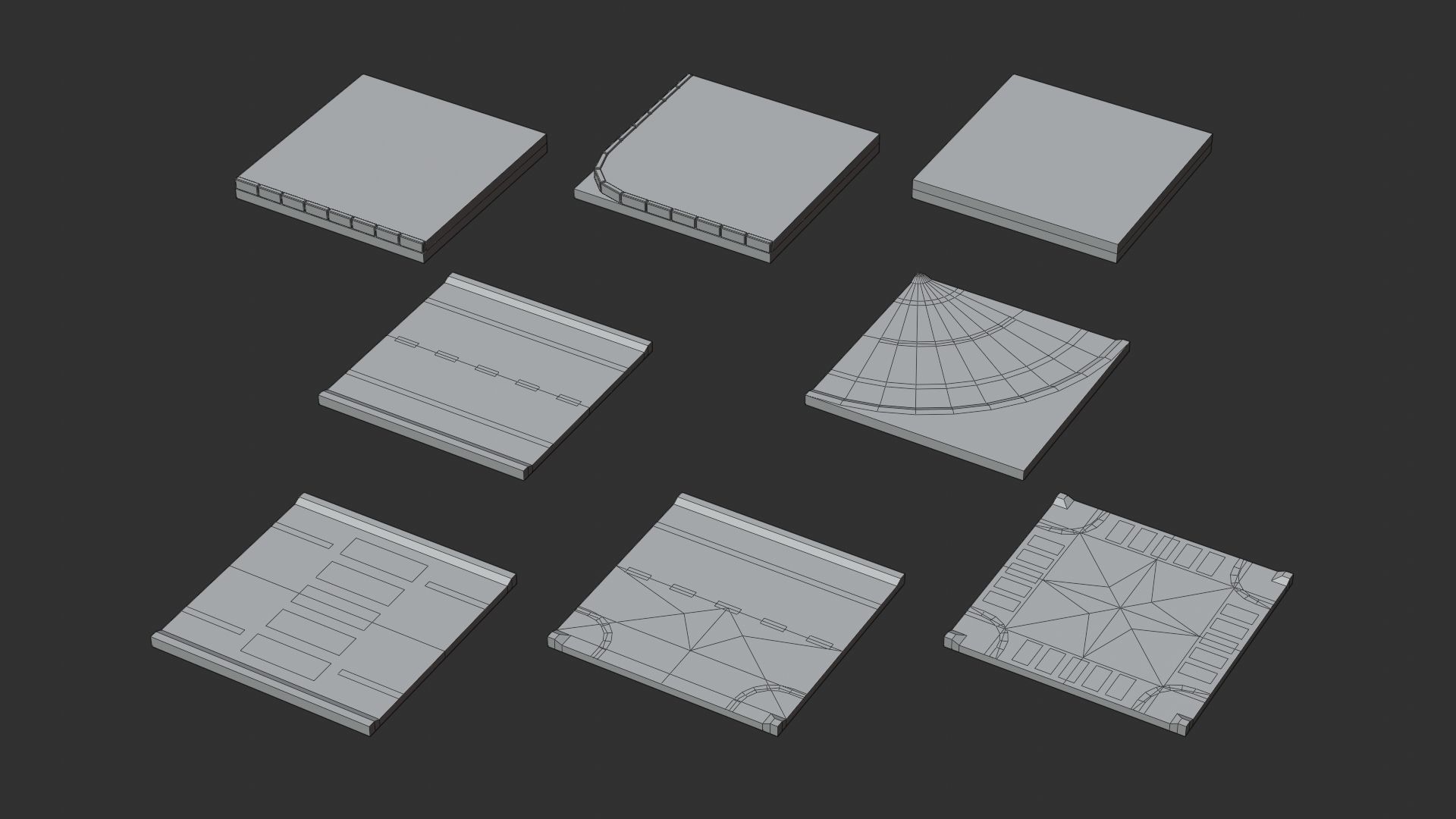 Cartoon Low Poly Modular Road City Floor Pack Low-poly 3D model_13