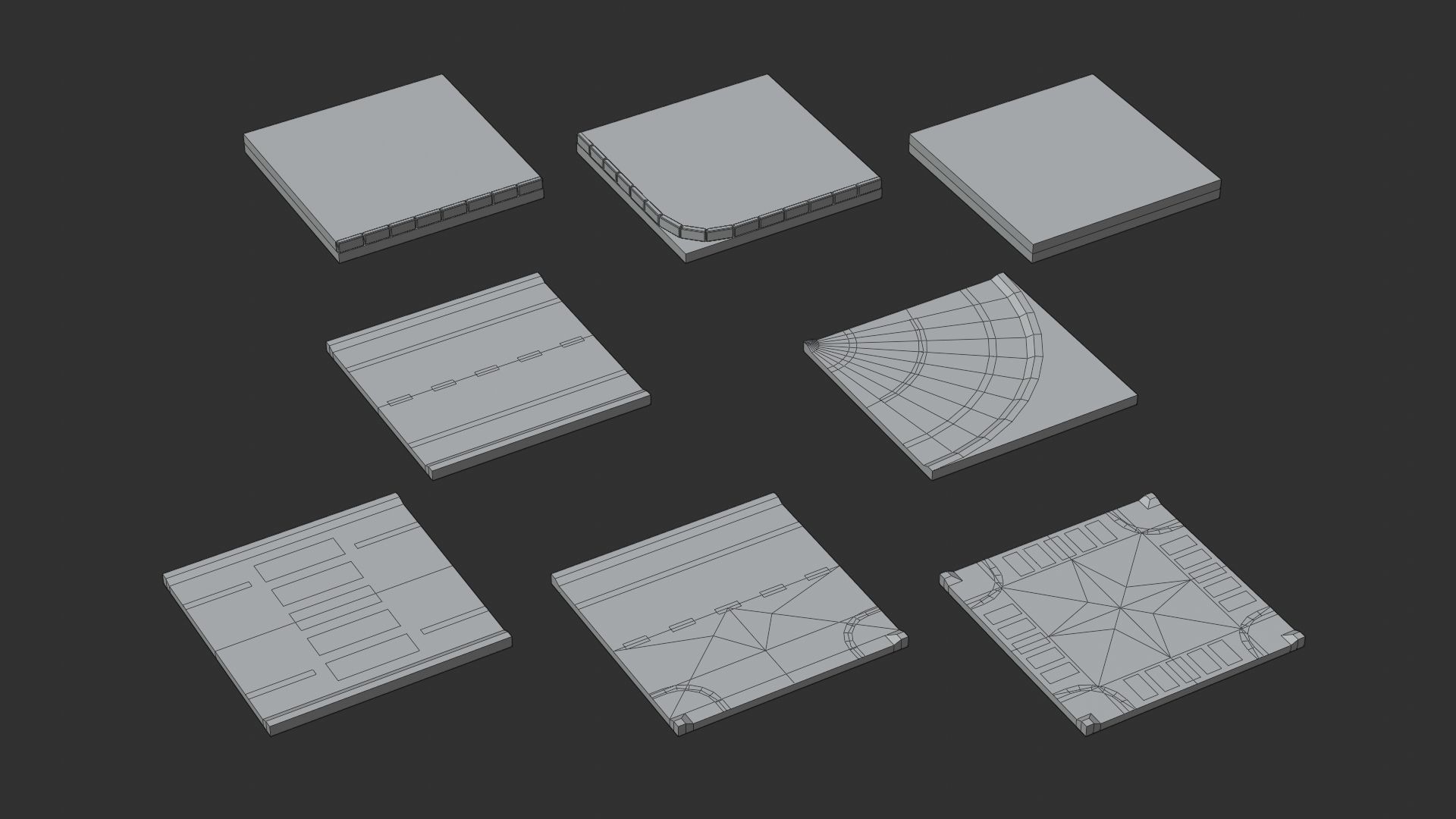 Cartoon Low Poly Modular Road City Floor Pack Low-poly 3D model_14