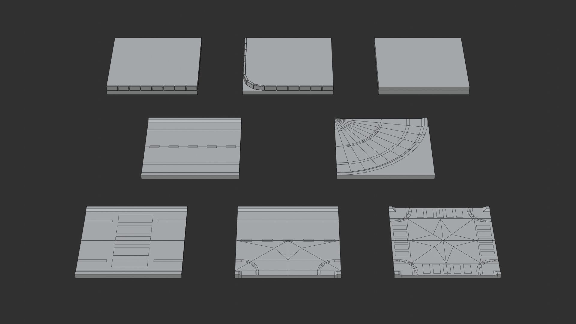 Cartoon Low Poly Modular Road City Floor Pack Low-poly 3D model_12