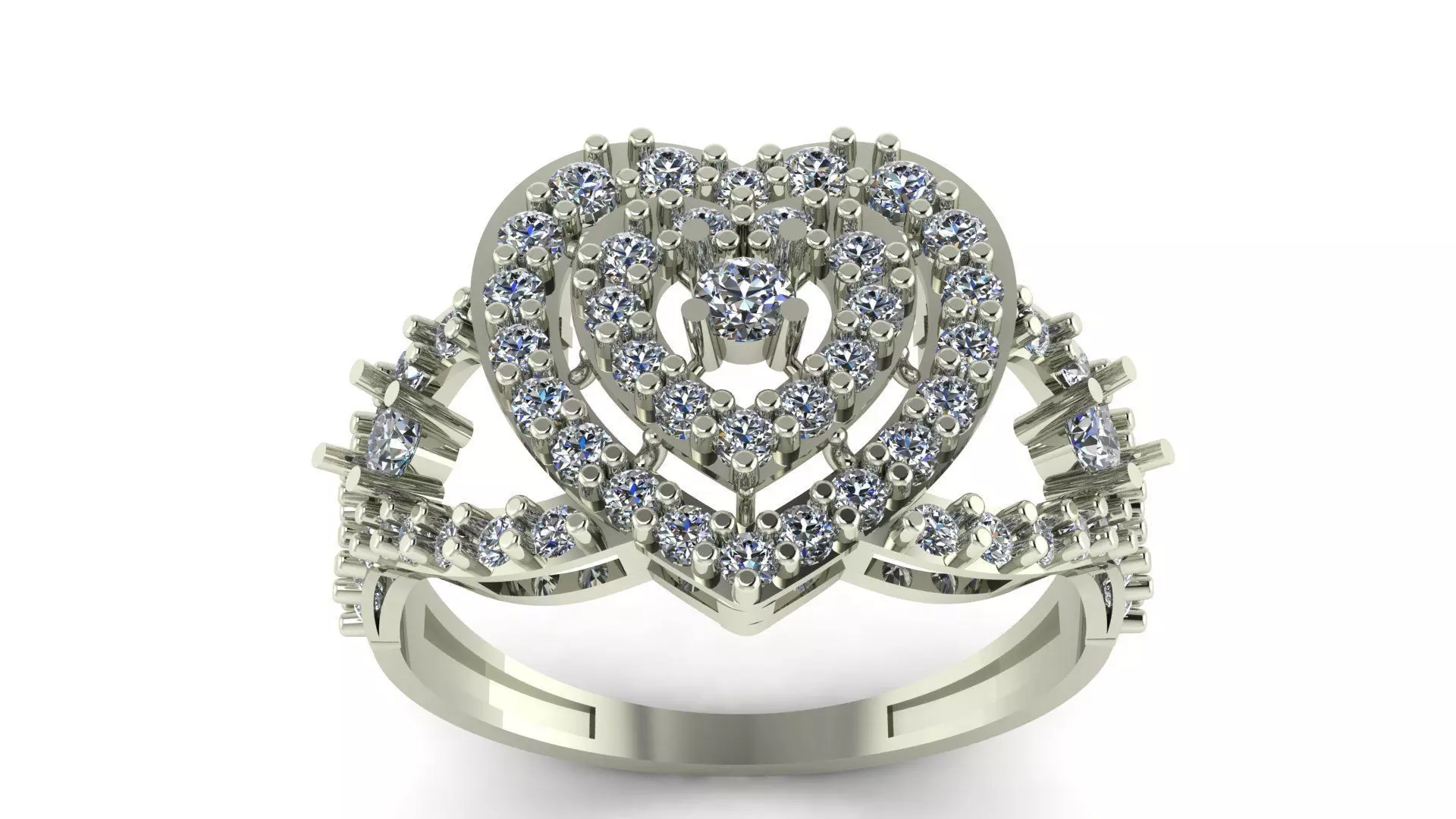 Proposal Heart Diamond Ring 3d Printable Model 3D print model