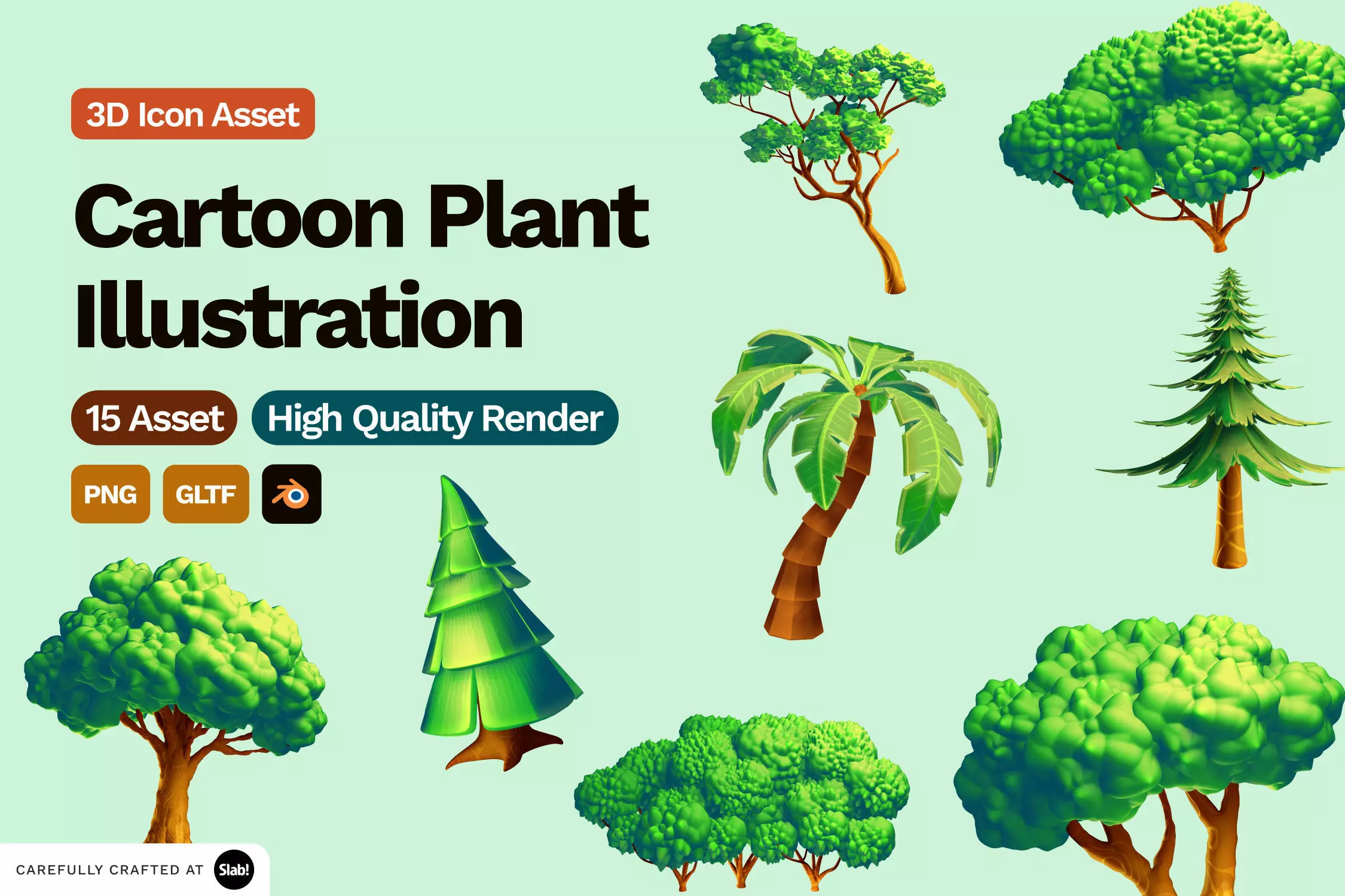 3D Cartoon Plant Illustration 3D model