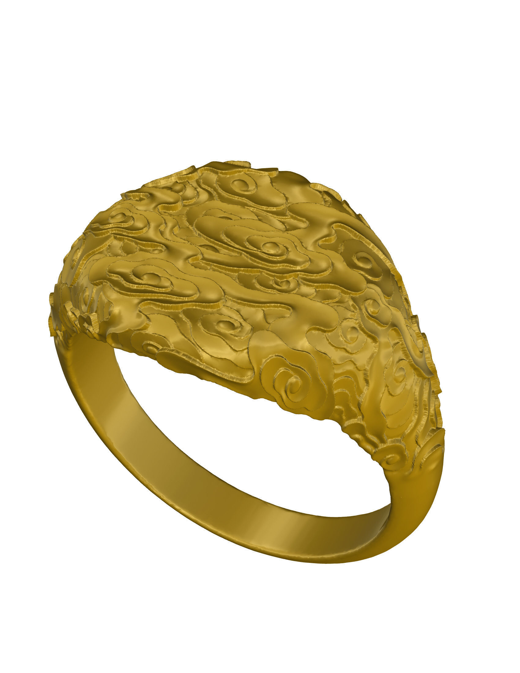 Cloud Signet Ring 3D print model_3
