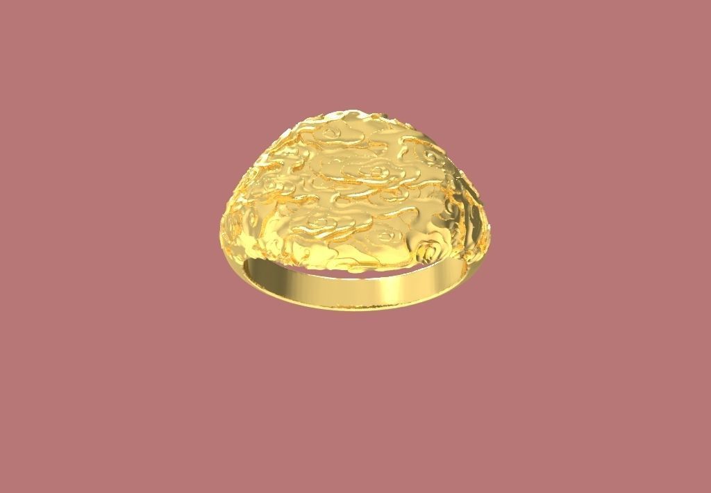 Cloud Signet Ring 3D print model_4