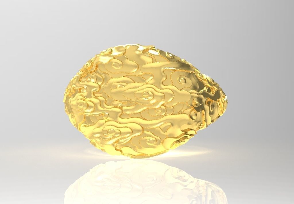 Cloud Signet Ring 3D print model_5