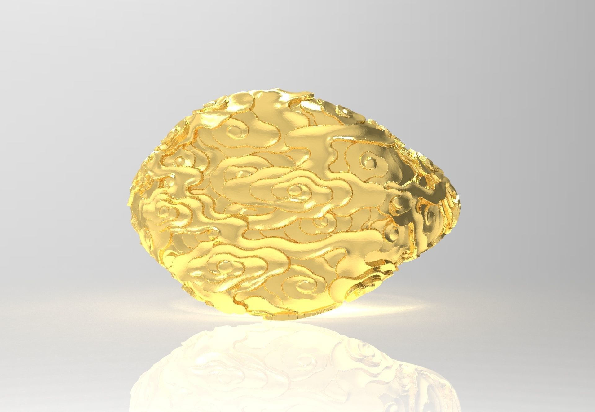 Cloud Signet Ring 3D print model_6