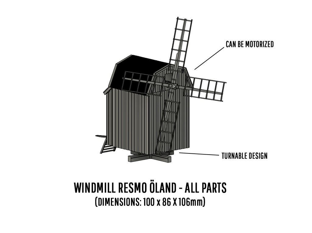 BUILD-0052 Windmill diorama set H0-scale 3D print model_2