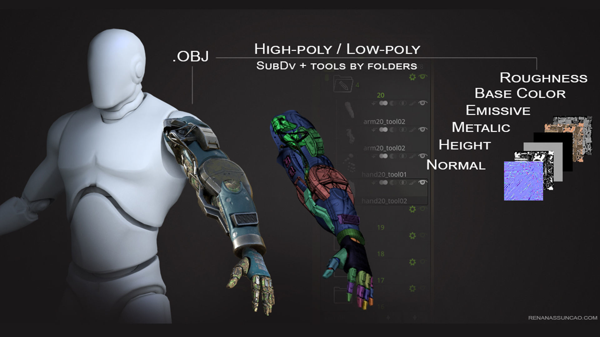 20 ARMS 3D Models Pack with Textures for ALL Softwares 3D model_14