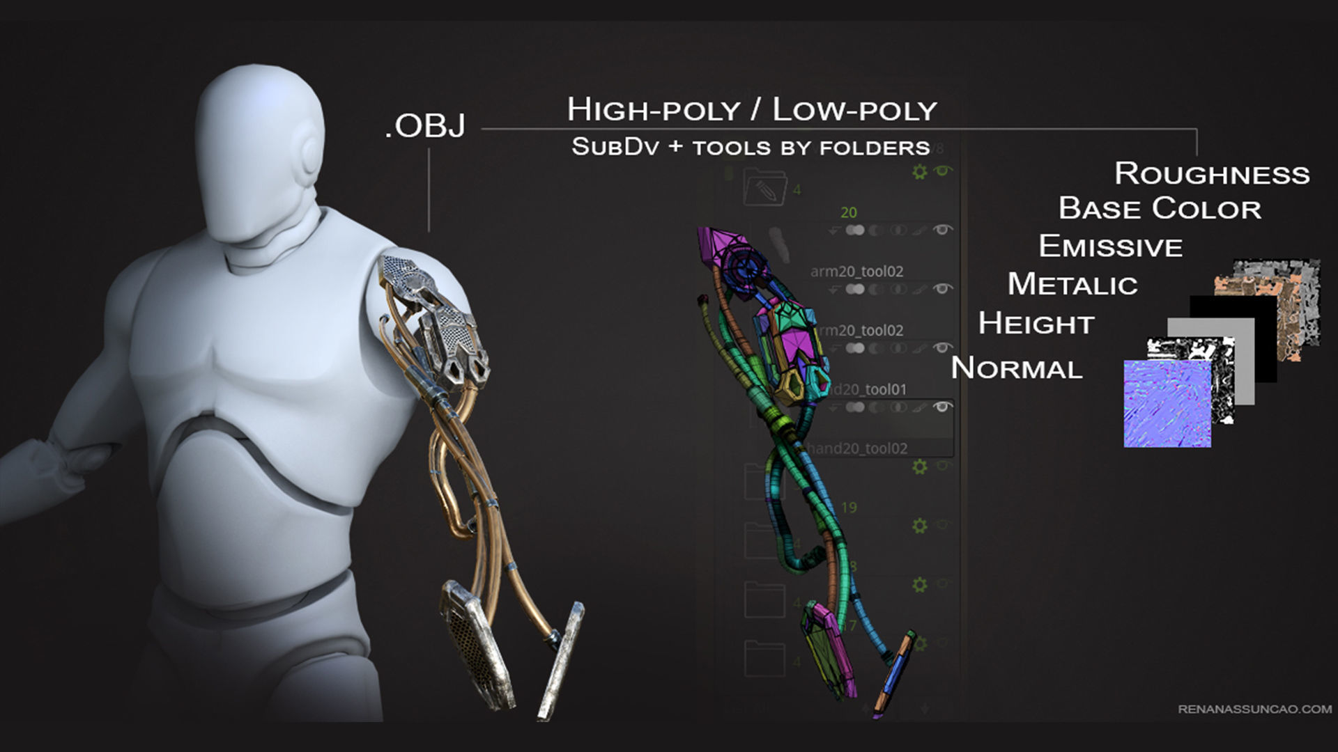 20 ARMS 3D Models Pack with Textures for ALL Softwares 3D model_10