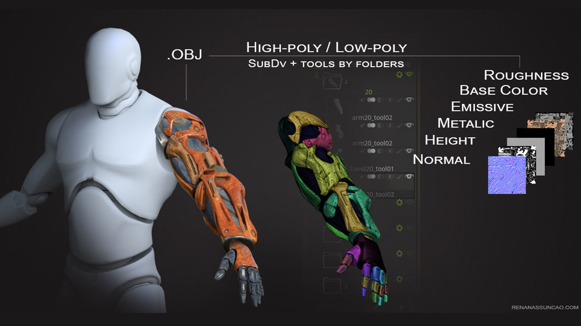 20 ARMS 3D Models Pack with Textures for ALL Softwares 3D model_5