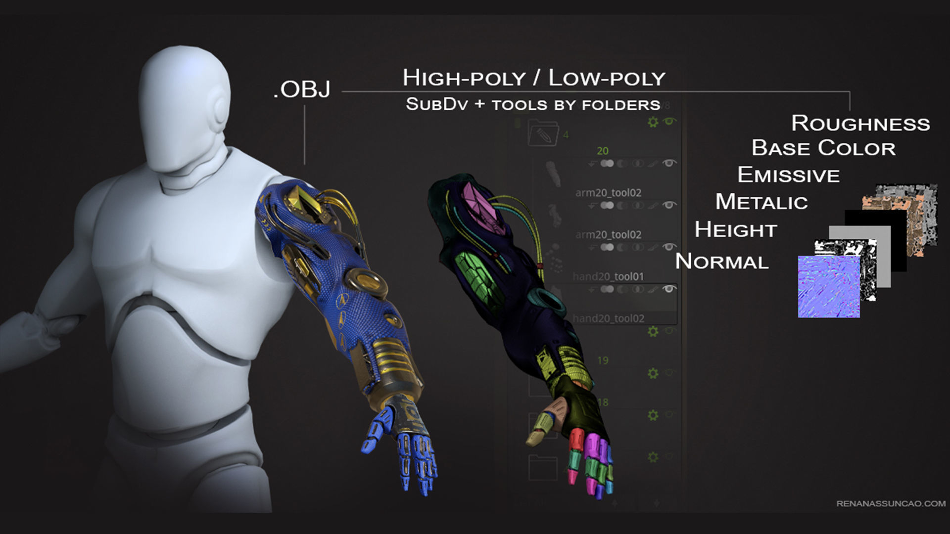 20 ARMS 3D Models Pack with Textures for ALL Softwares 3D model_16