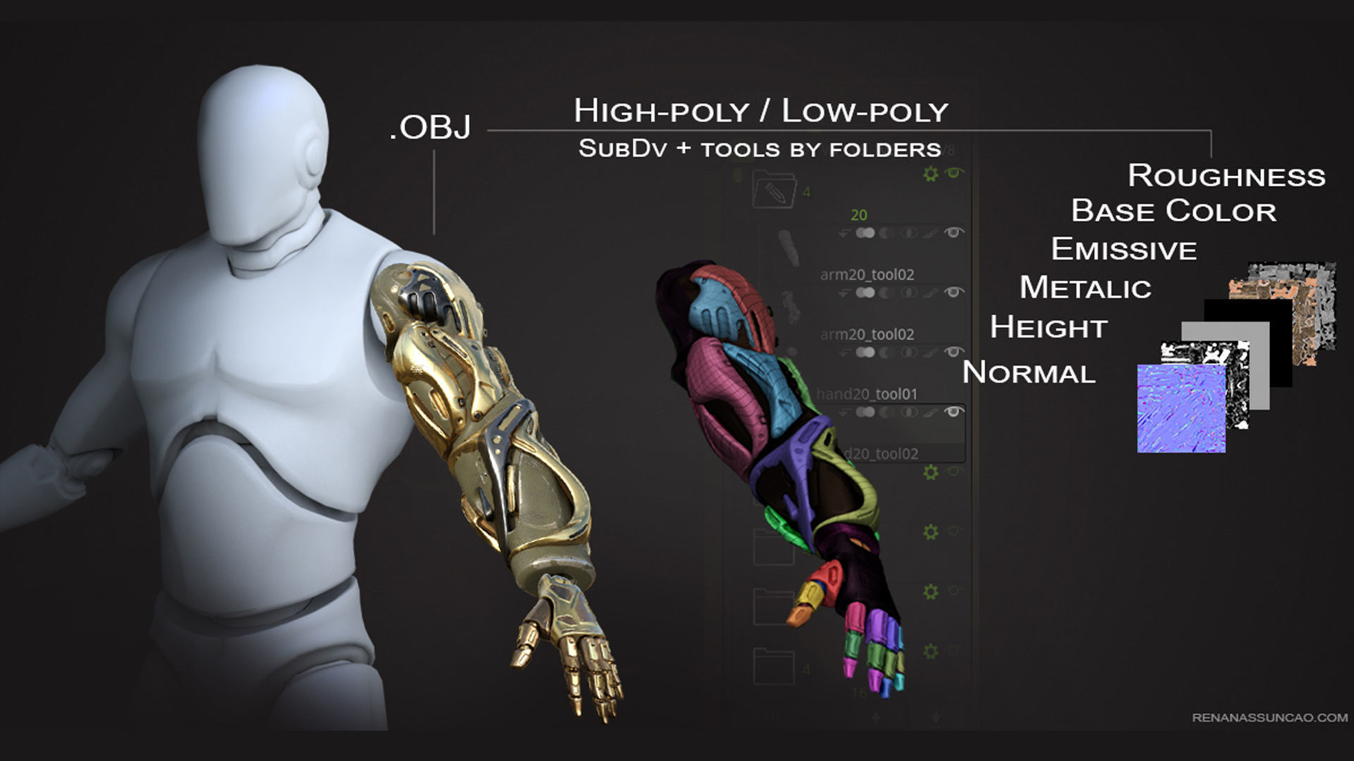 20 ARMS 3D Models Pack with Textures for ALL Softwares 3D model_4