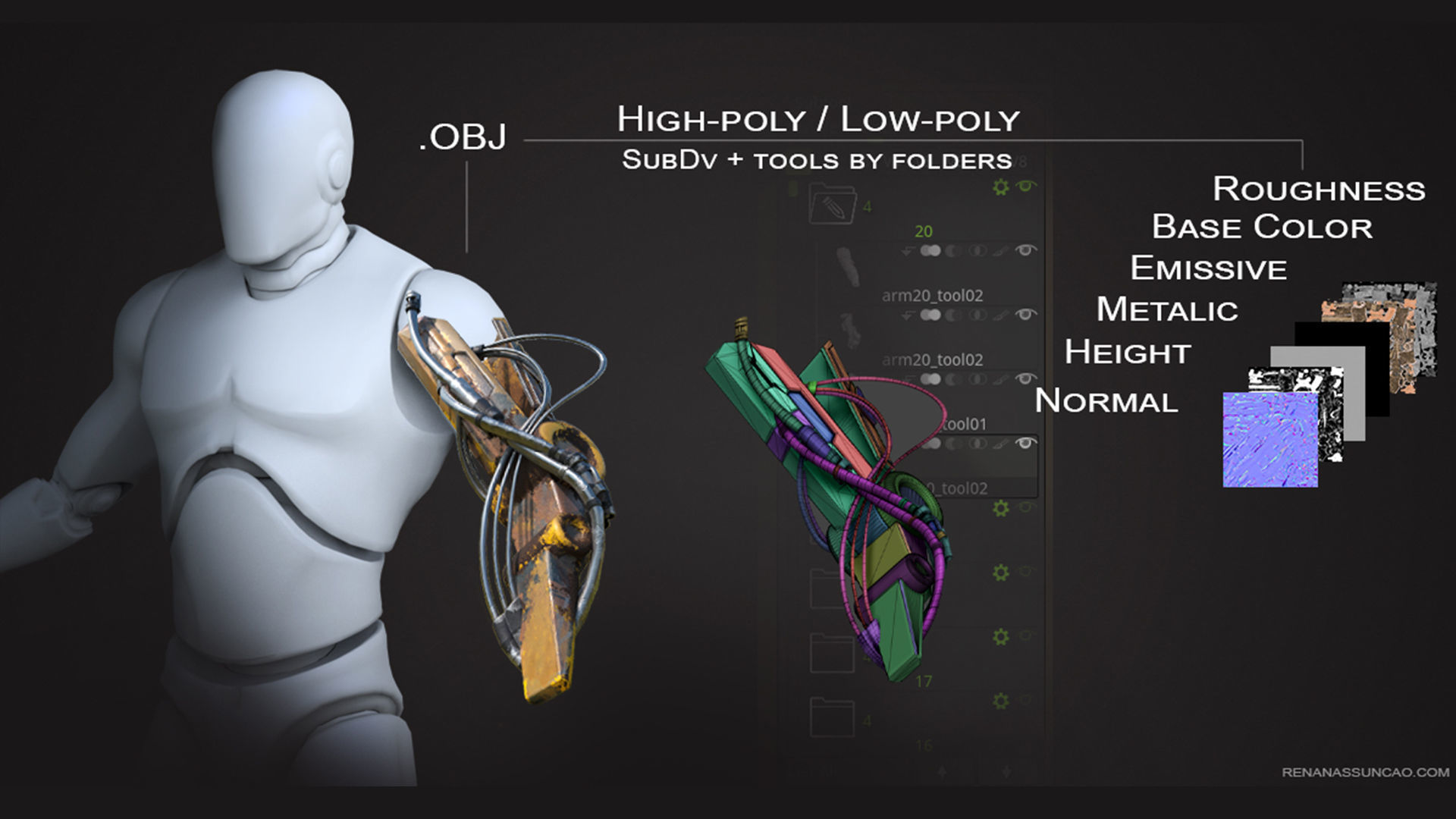 20 ARMS 3D Models Pack with Textures for ALL Softwares 3D model_8