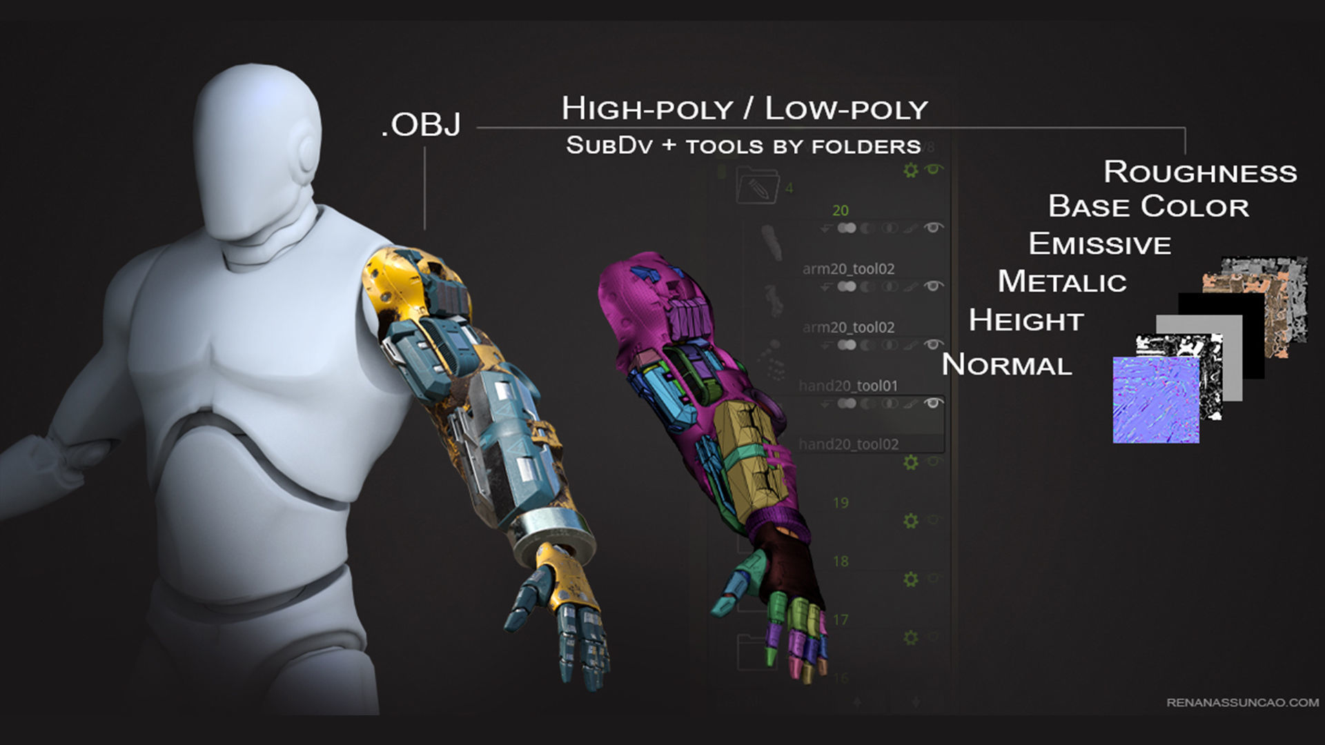 20 ARMS 3D Models Pack with Textures for ALL Softwares 3D model_11