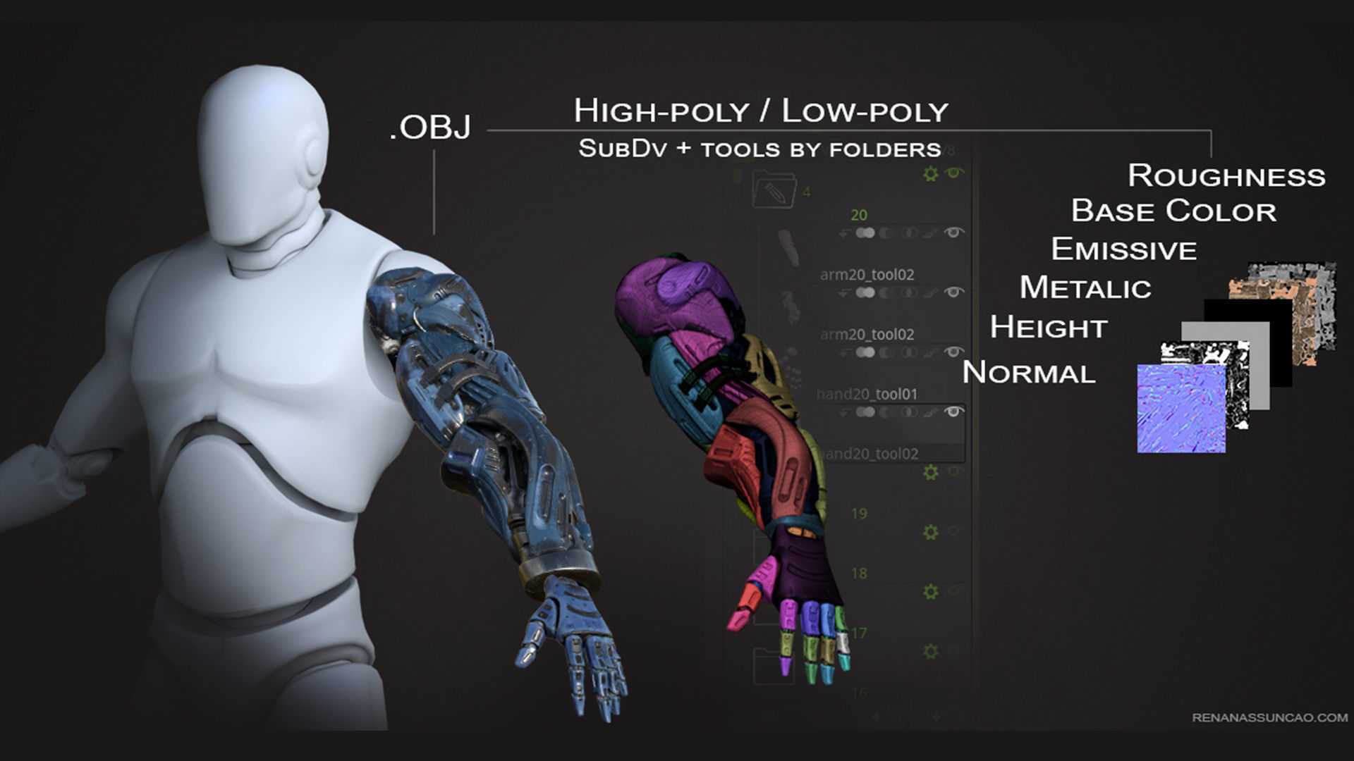 20 ARMS 3D Models Pack with Textures for ALL Softwares 3D model_12