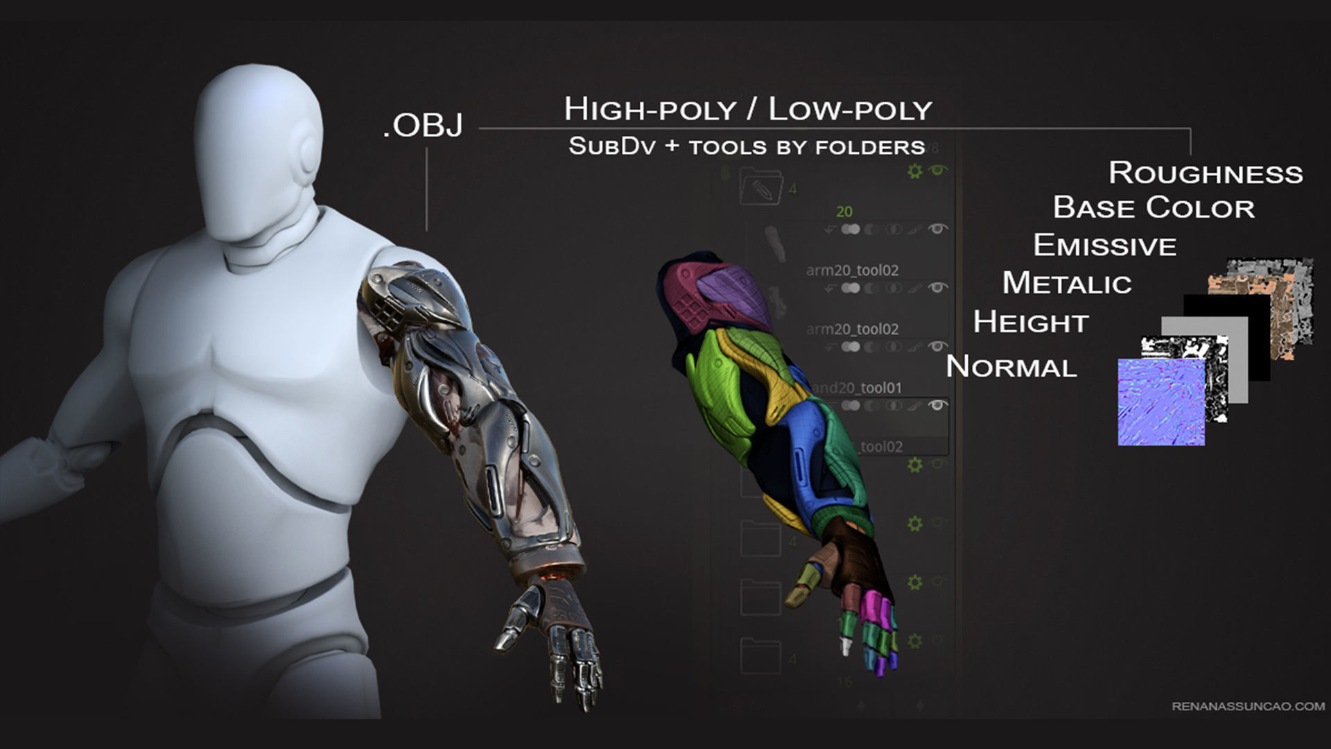 20 ARMS 3D Models Pack with Textures for ALL Softwares 3D model_2