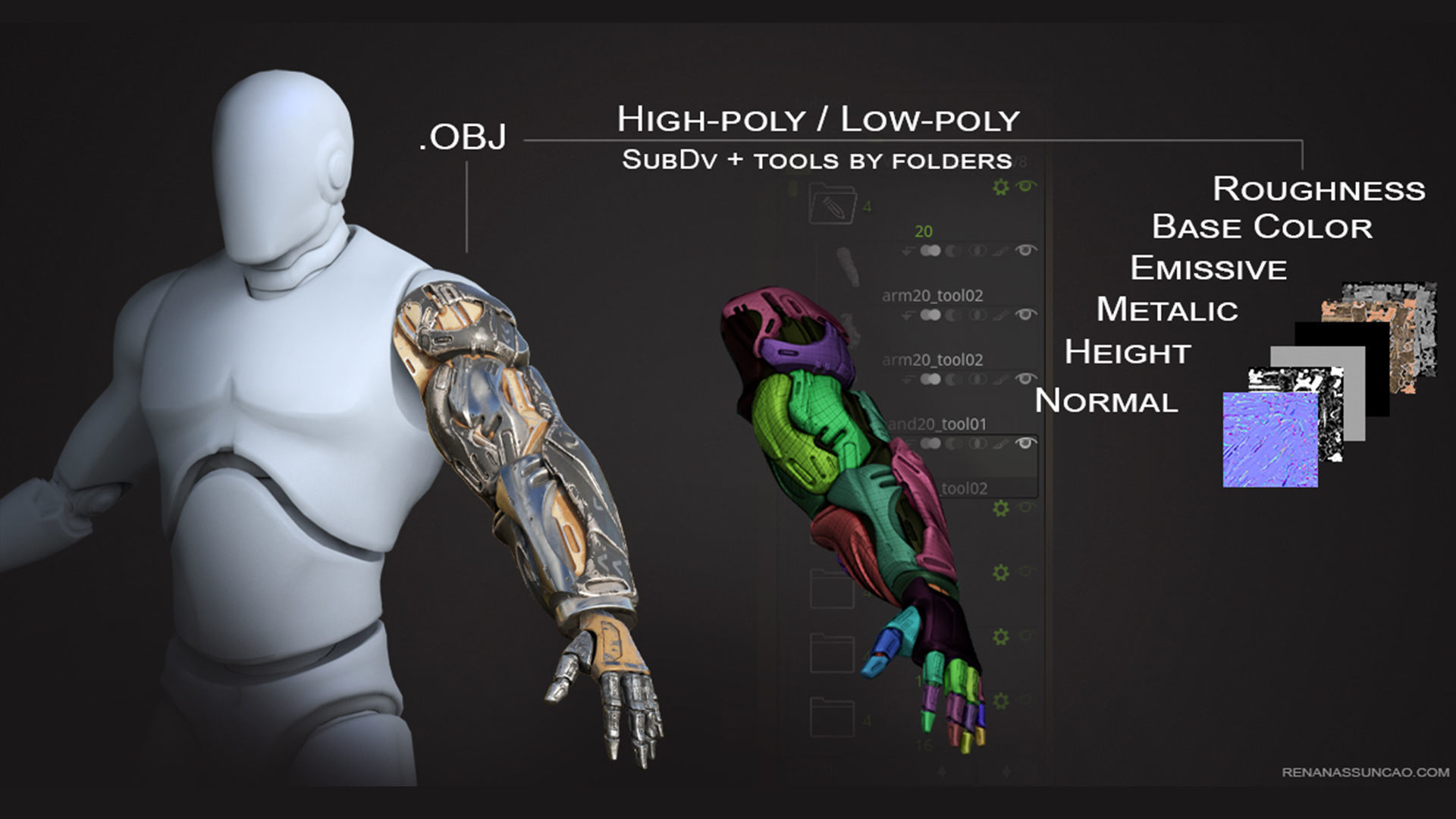 20 ARMS 3D Models Pack with Textures for ALL Softwares 3D model_7