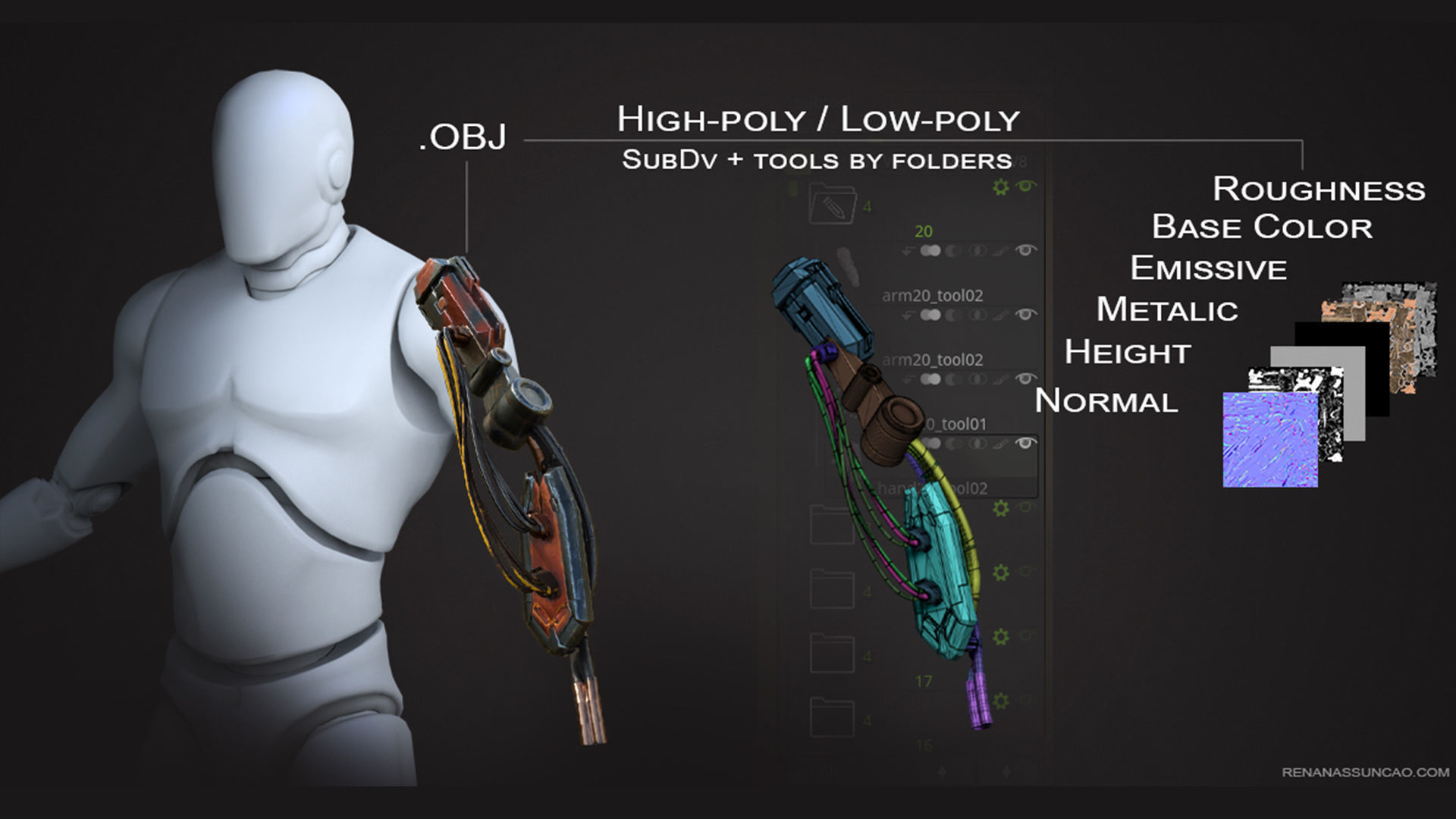 20 ARMS 3D Models Pack with Textures for ALL Softwares 3D model_9